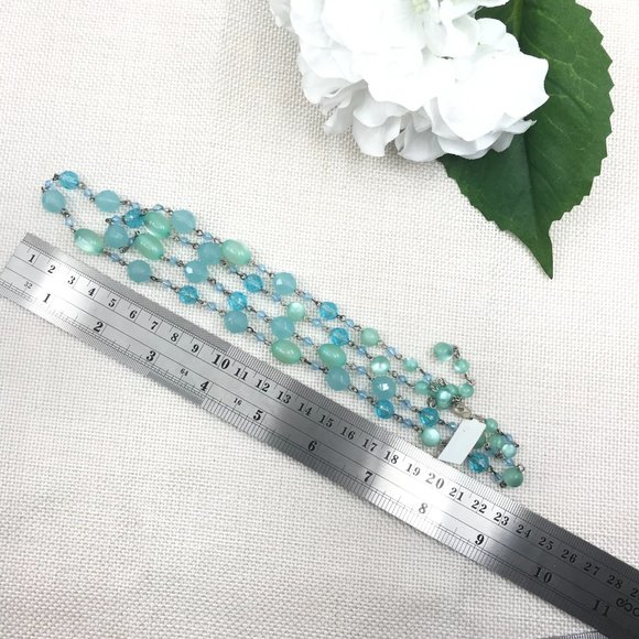 Beautiful Robert Rose Blue Beaded Gemstone Necklace - Picture 12 of 12